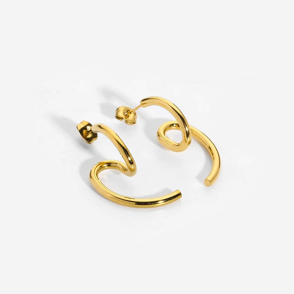 2025 New Fine Geometric 18K Gold Plated Stud Earrings Trendy Unisex Jewelry Made of 316L Stainless Steel for Anniversary