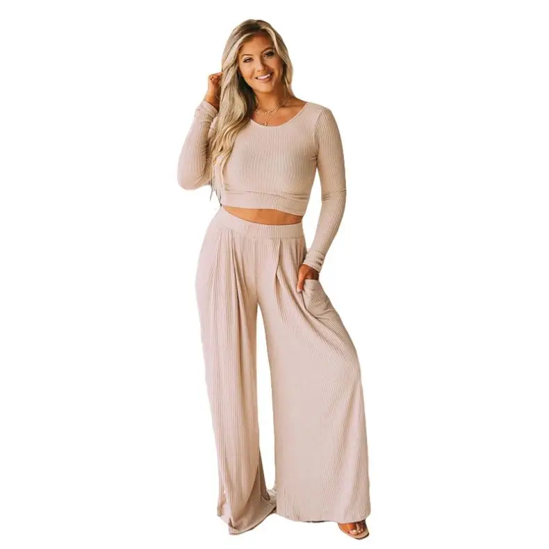 

Clothes Vendor for hot sell women pocket plus size pants joggers 2 piece set women, Apricot