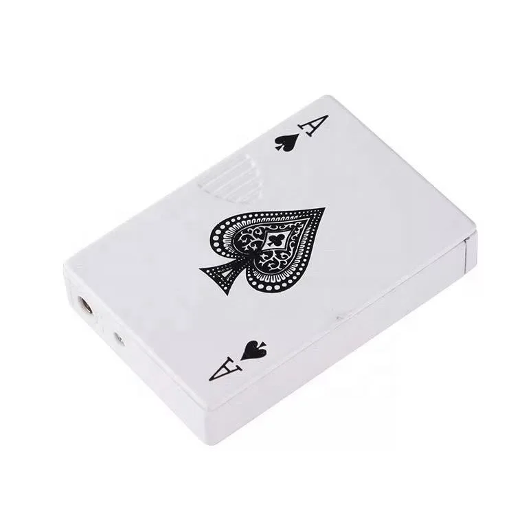 

2020 Creative Jet Torch Turbo Lighter Playing Cards Lighter Butane Windproof Metal Lighter Metal Funny Toys For Men, Silver