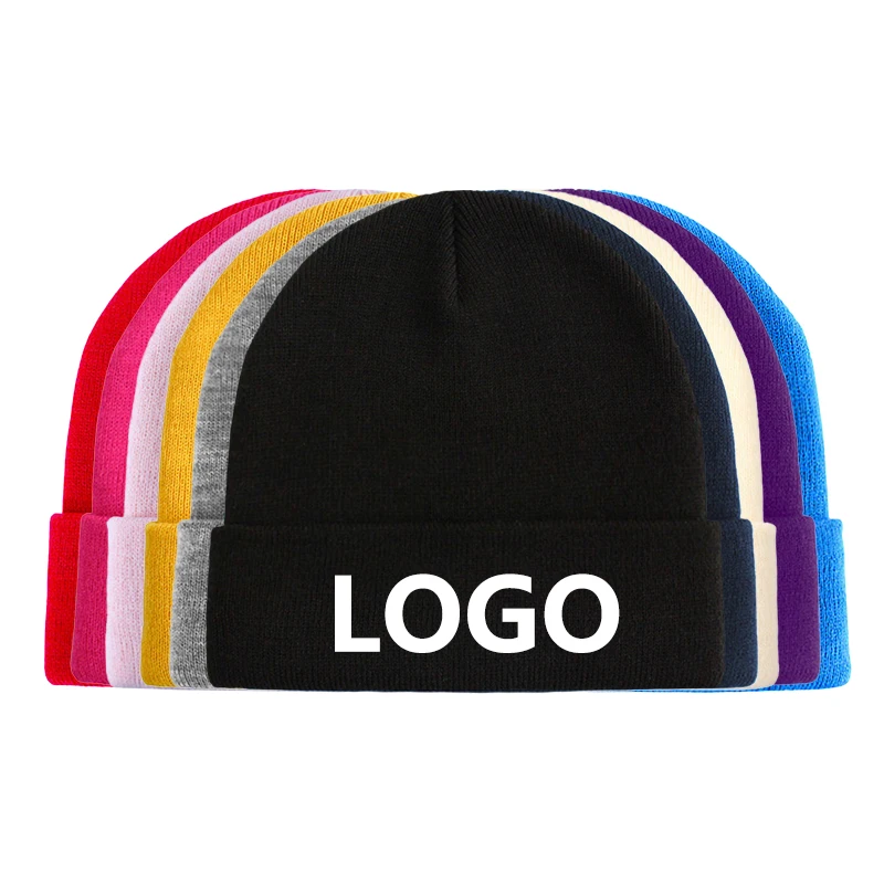 

Wholesale Winter Beanie Cap Fisherman Designer Hats Custom Beanie for Logo Unisex Adults Knitted Custom Desgin Striped 2pcs KC01