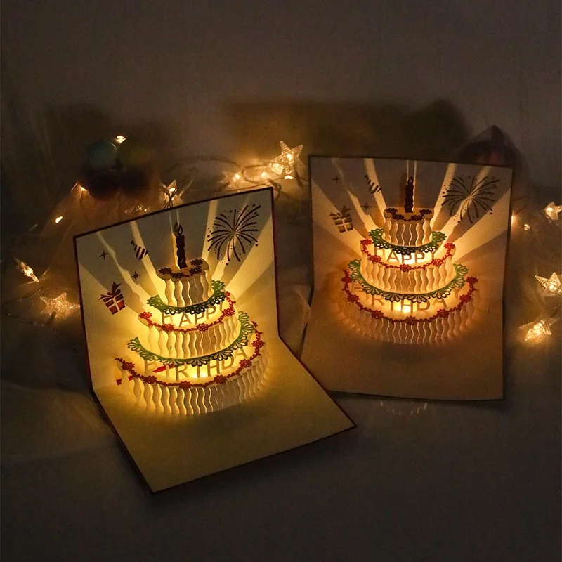 3D Music Birthday Cards Pop up Musical Birthday Cake Happy Birthday Greeting Card