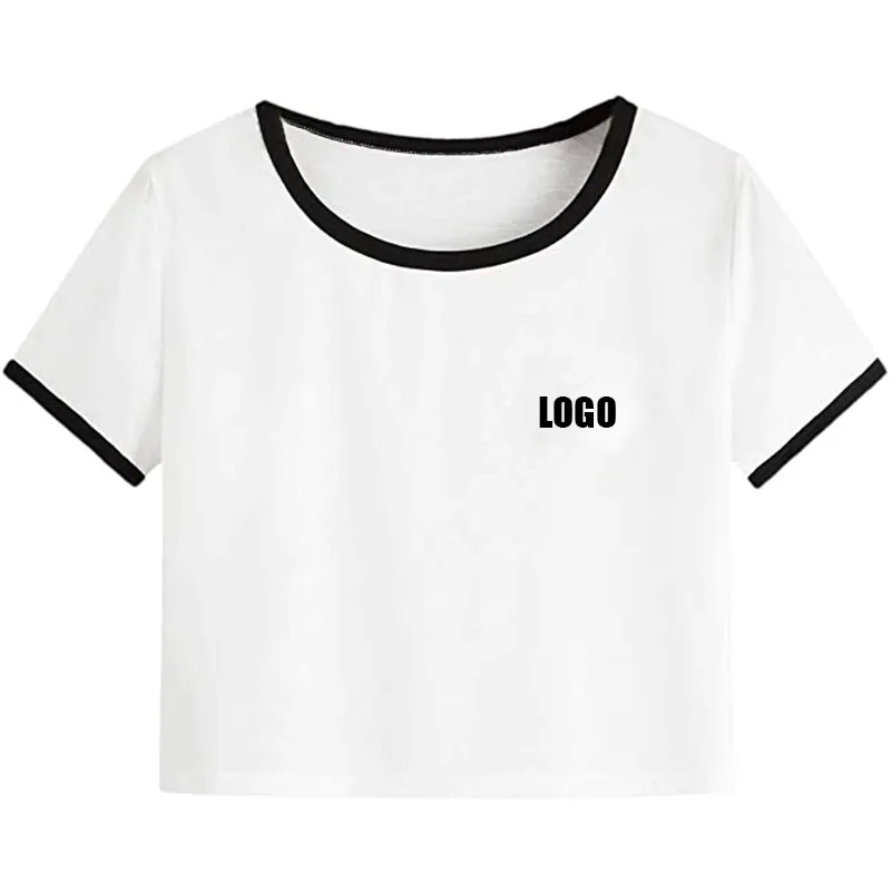 

Women's Custom Print Crop Top Summer Short Sleeve Graphic T-Shirts, Customizable