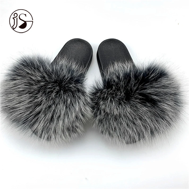 

Colorful fur slippers custom outdoor women slippers comfort fox fur slippers, Picture