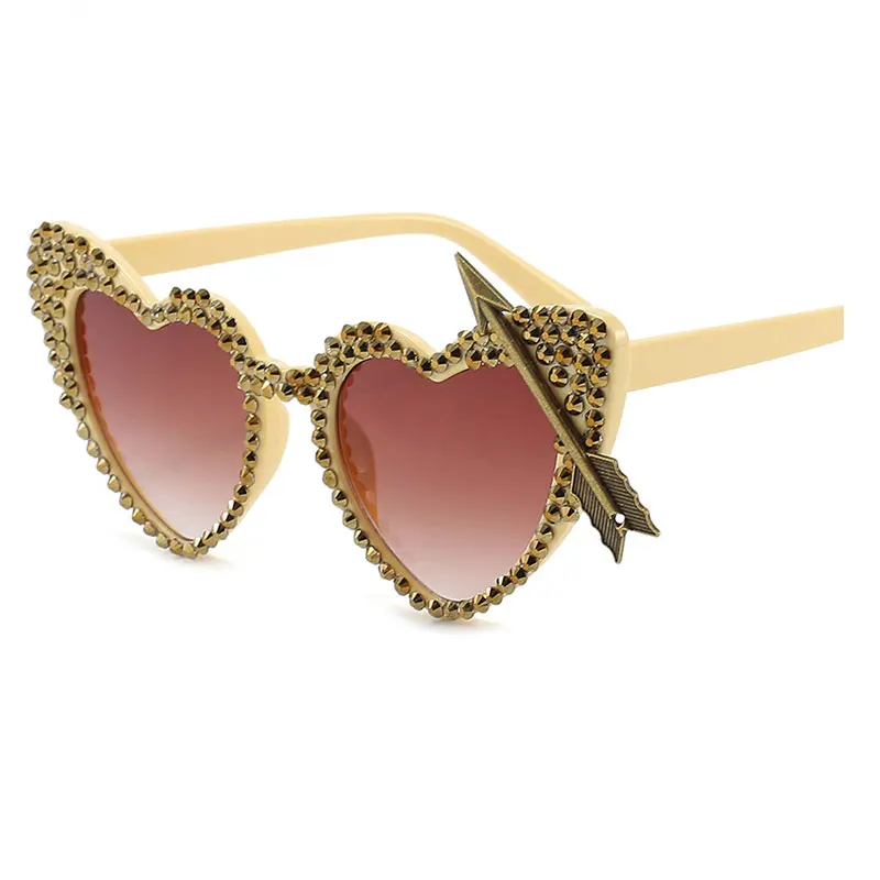 

HBK 2021 Luxury Rhinestone Love&rose sunglasses for party decoration sun glasses