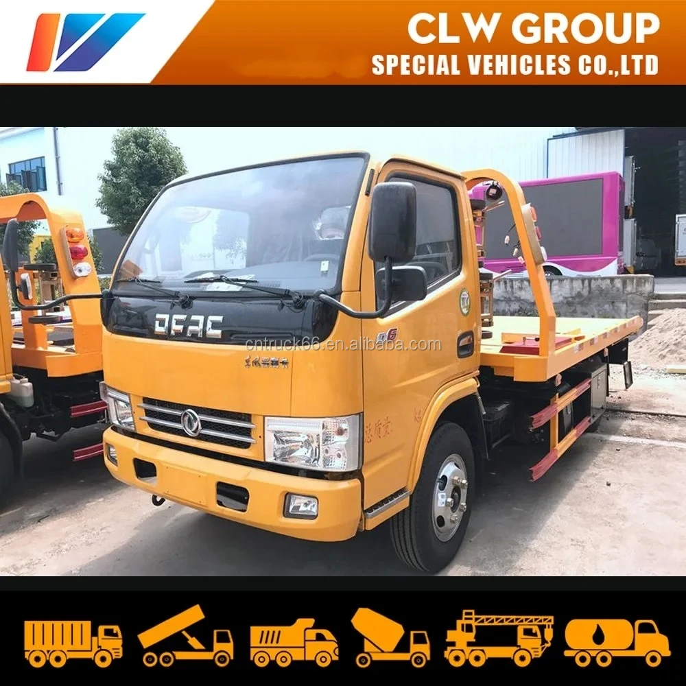 3-6tons light tow truck body dongfeng recovery wrecker flatbed