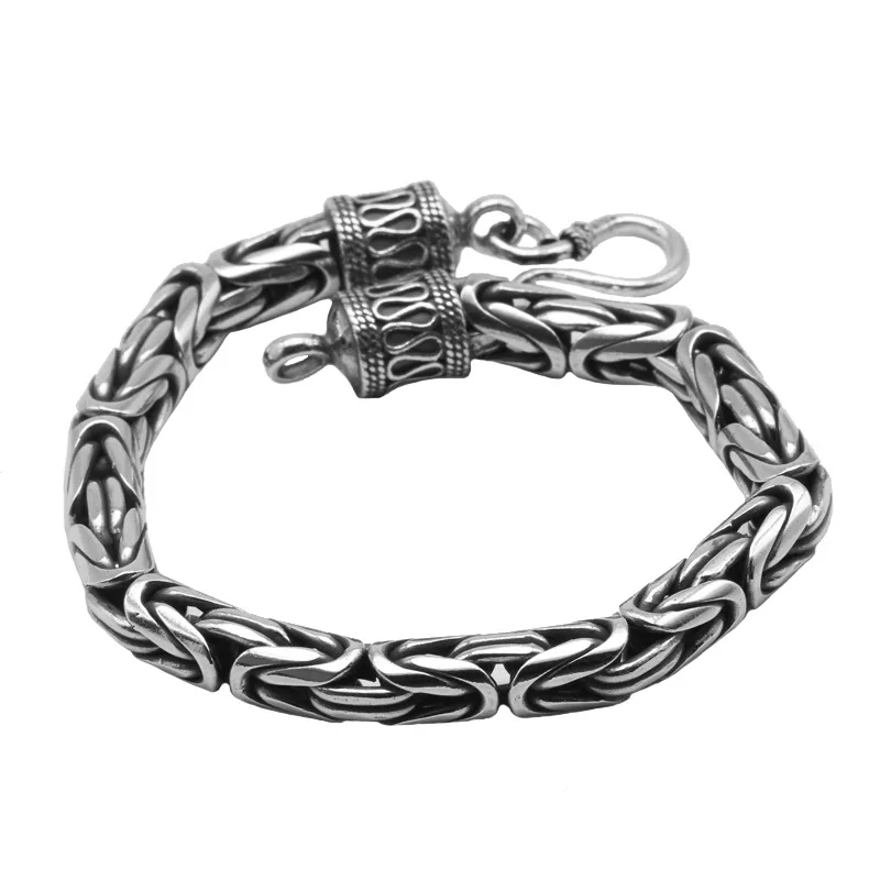 Vintage Carving Trendy 925 Sterling Silver Chain Tennis Bracelet for Men