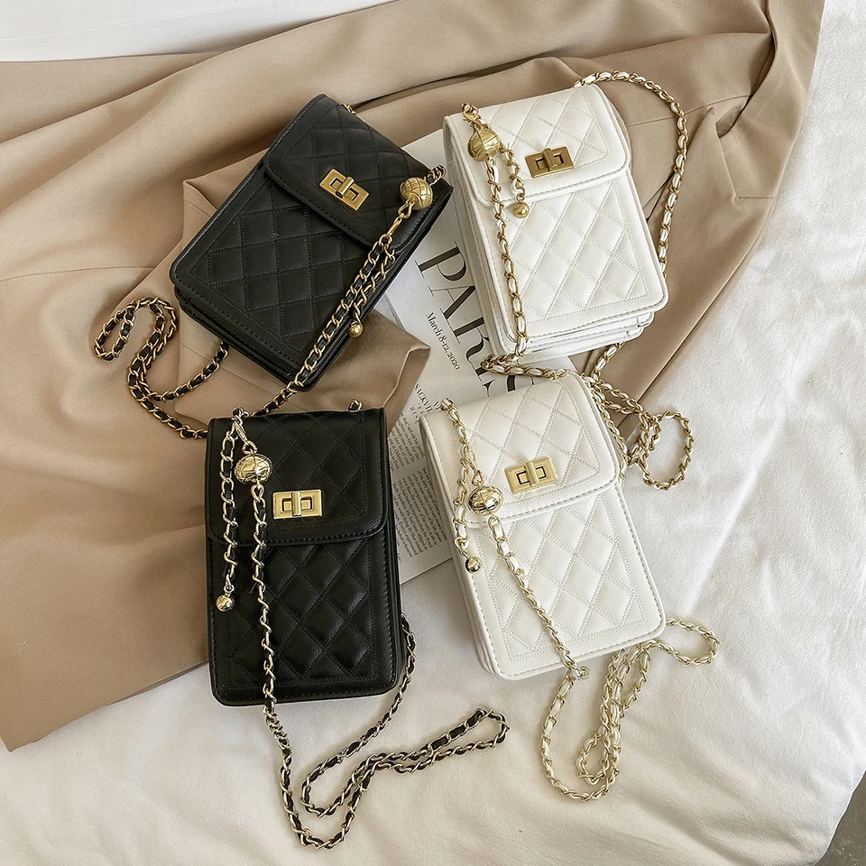 

Fashion Diamond Lattice Square Bag High quality Crossbody Coin Bags Simple Design Women Chain Phone Bag 2021 New Handbags Purse, Customized color