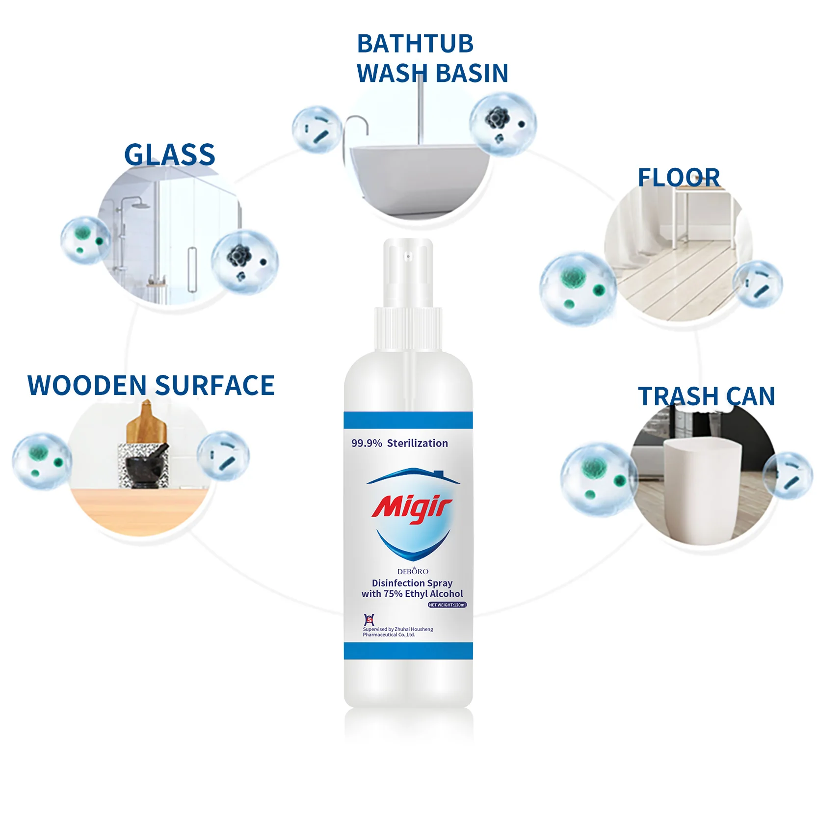 

75% acohol disinfectant spray rapid sterilization of household 120ml