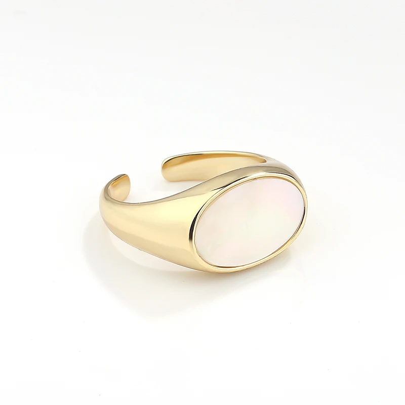 

Adjustable 18K Gold Plated Shell Finger Rings for Women Engagement Wedding Sterling 925 Silver Jewelry