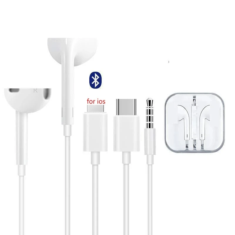 

3.5mm jack earphones headphone headset in ear mini hands free wired earbuds for iPhone 6 7 8 11 12, White