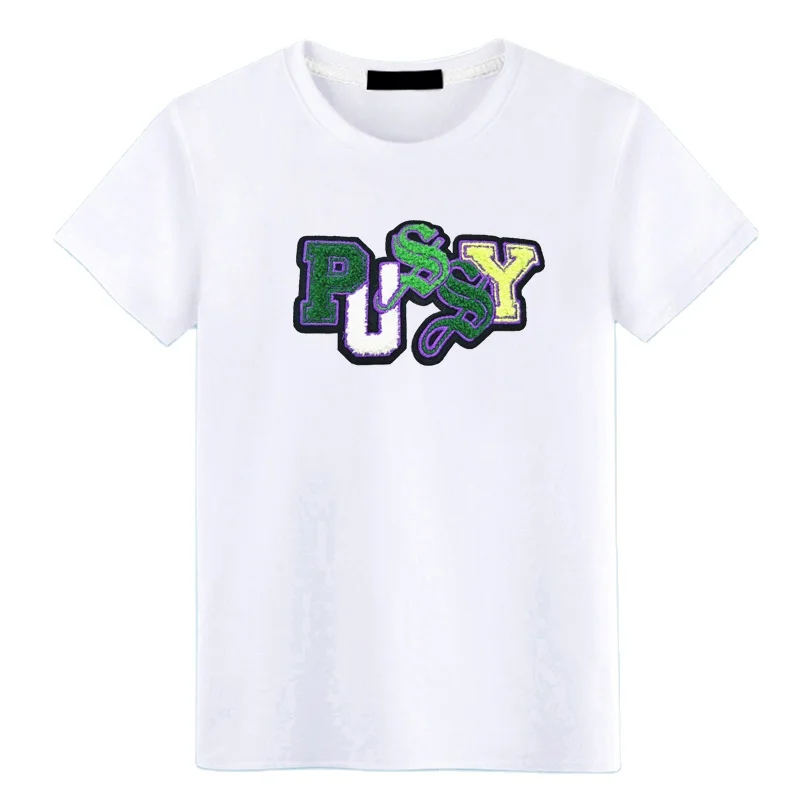 
OEM custom high quality Chenille Embroidery t shirts for men 