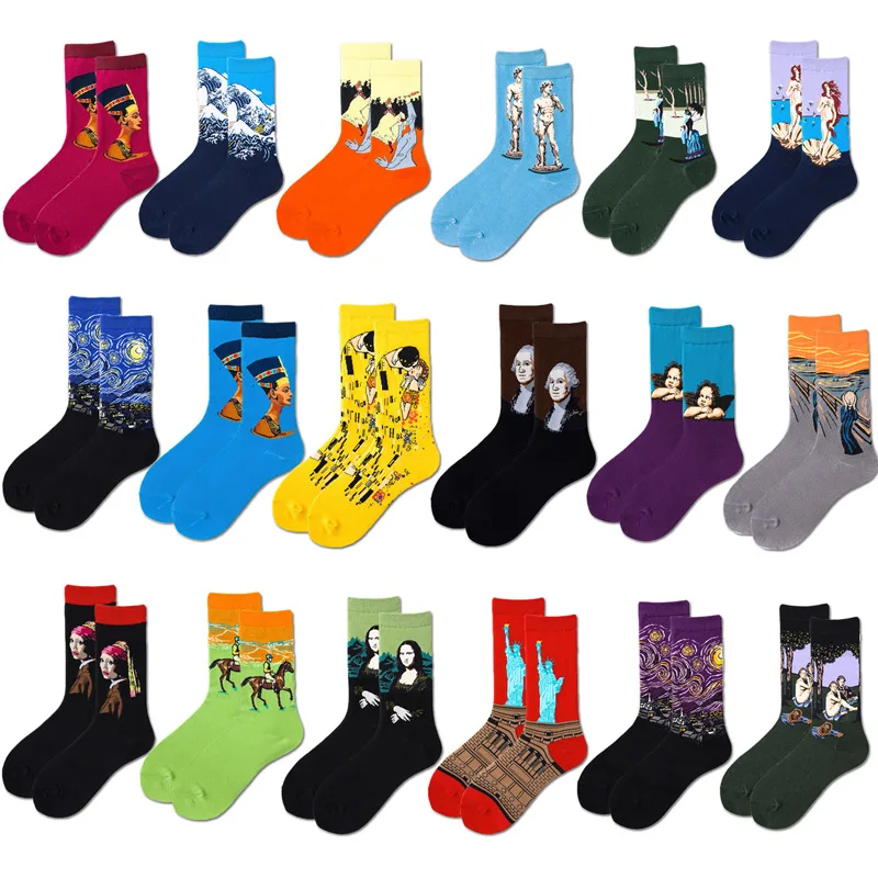 

wholesale happy socks assorted colorful hot sox men's artist series crew cotton custom sock happy socks, Accept customized colours