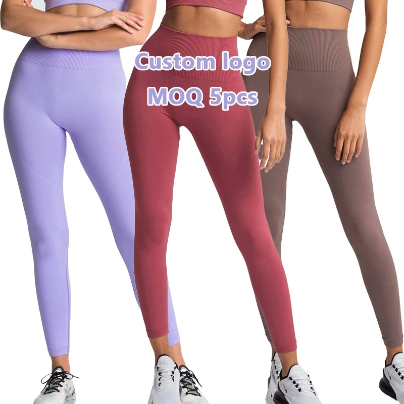 

[Custom logo MOQ 5pcs] Moisture Wicking Sexy High Waist Sport Clothing Wear Yoga Leggings Women Workout Clothing Sport Pants