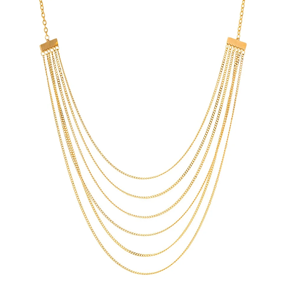 

18K Gold Plated New Stainless Steel Necklace Multi Layers Chain Simple Light Luxury Chain Jewelry