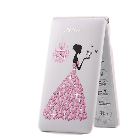 

Unlocked Flip Phone D11 Dual Sim 1800mah Card Women Girls Lady Cute Led Flashlight Cell Mobile Phone