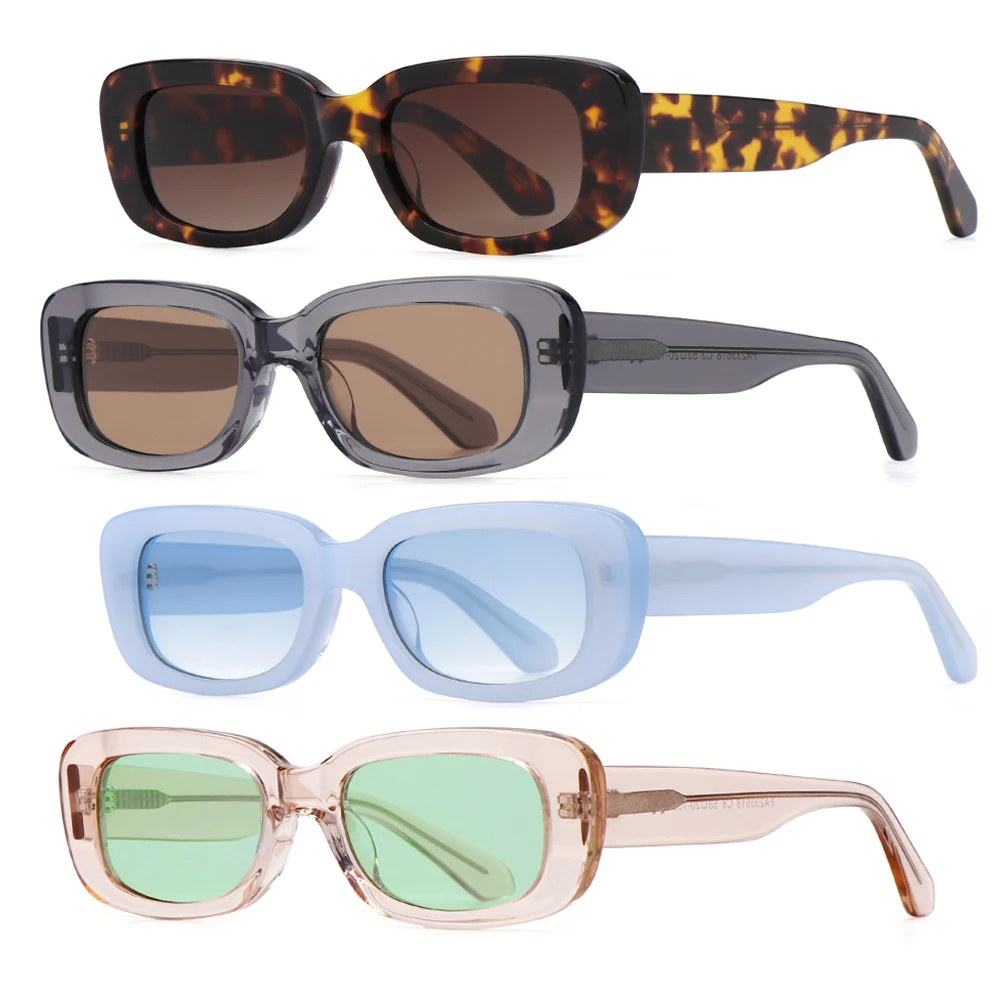 

Classic Retro Acetate Sunglasses Women Brand Design Vintage Rectangle Sun Glasses Female Clear Blue Green Lens Eyewear UV400