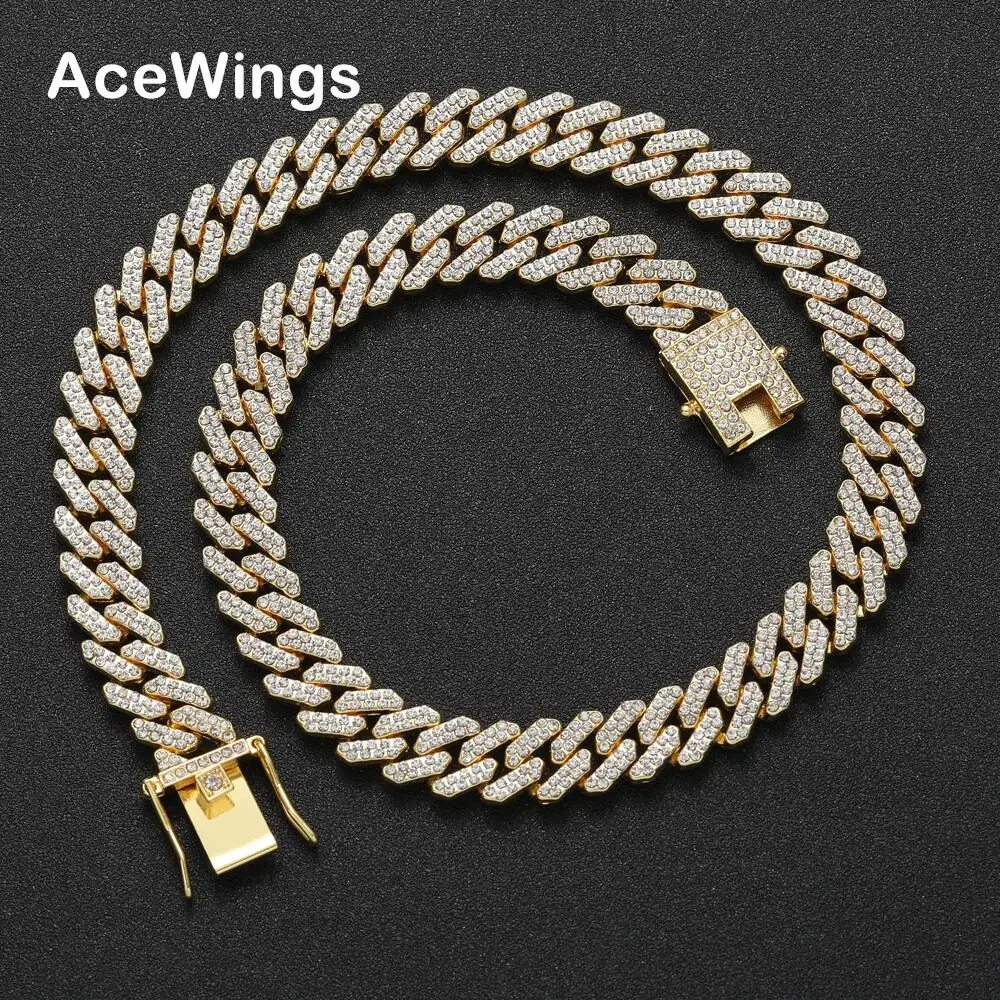 

AC013 12mm Crystal Cuban Link Chain Hip Hop Iced out Chain Necklace Bling bling Jewelry