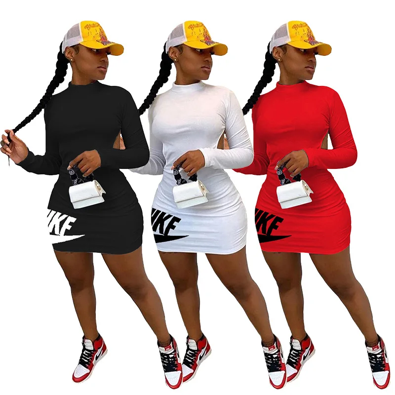 

D2224 Amazon Hot Sales Elastic Solid Color Letter Print Women Summer Casual Dresses 2021 Backless Sexy Mini Dresses, As show