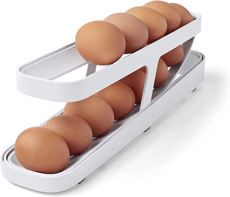 

Refrigerator Egg Rolling Organiser for Storage Box 2 Tier Egg stackable fridge Dispenser Container Egg Storage Box