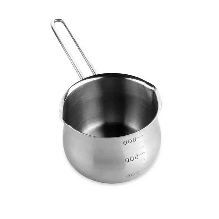 Baby Food Non-Stick Pan Milk Pot Butter Chocolate Melted Heating Pot With Pour Spouts, Silver