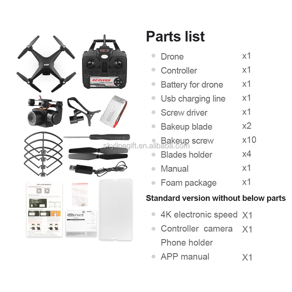 Drone 4k 1080P RC Quadcopter drone with HD 1080P 4K Wifi camera video highly stable Rc helicopter F68 4K RC Camera drones
