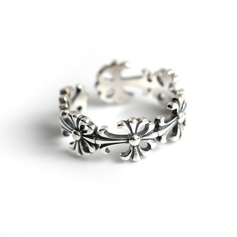 

Retro Flower Ring 925 Sterling Silver Fashion Open Adjustable Ring Jewelry