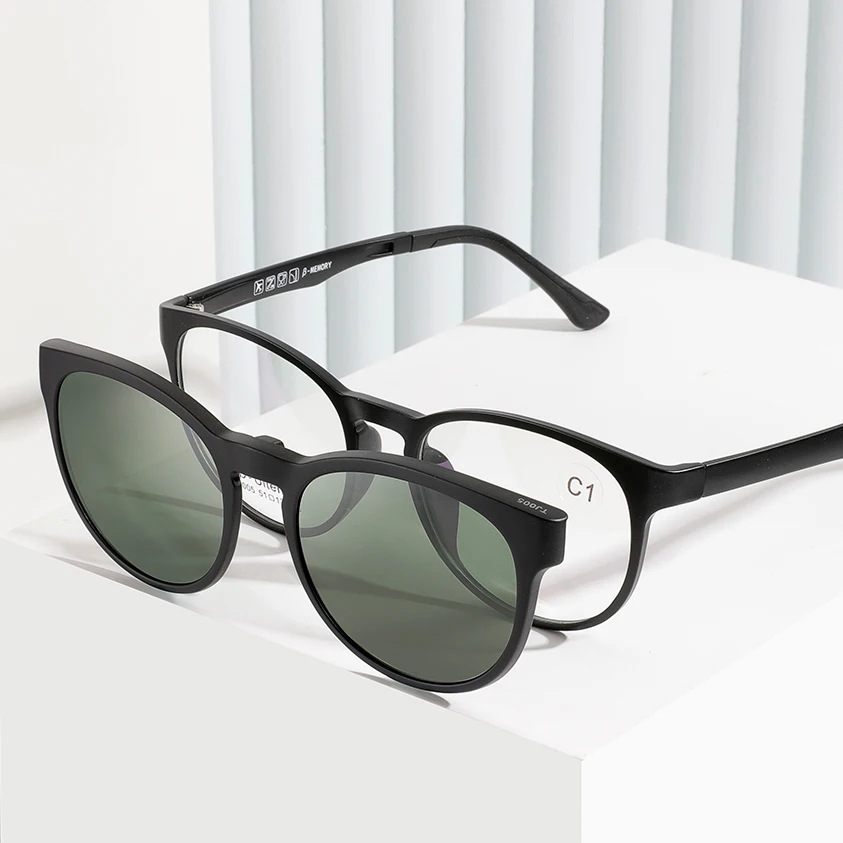 

Ultem Round Optical Frame Clip on Polarized Sunglasses TJ005