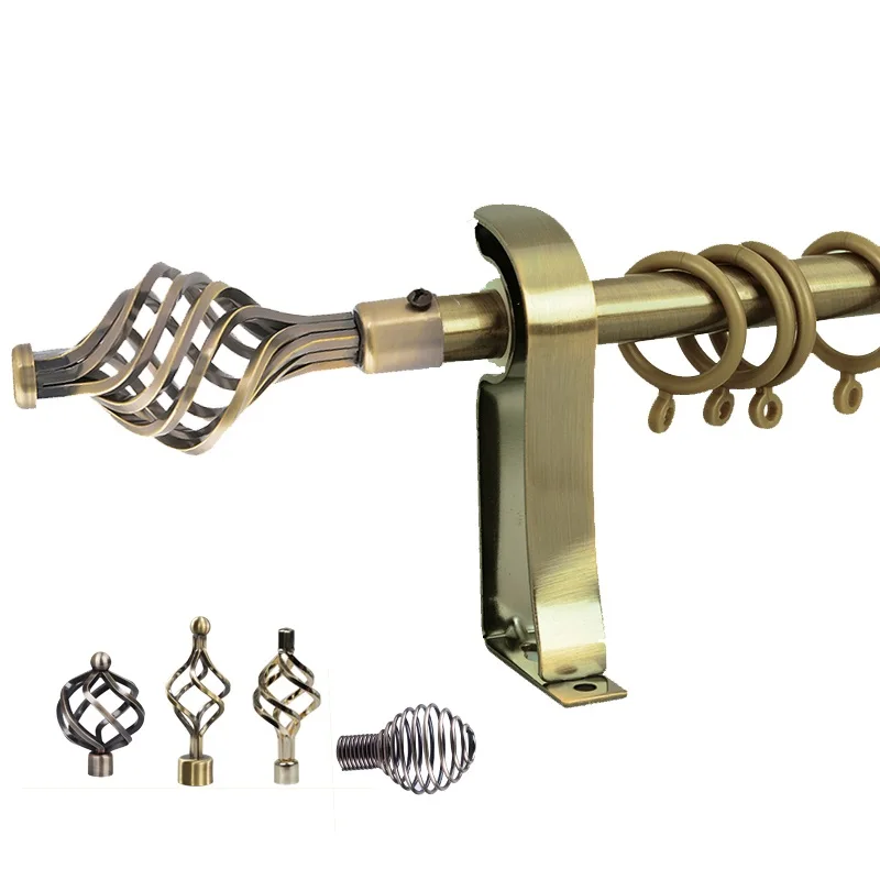Stardeco Adjustable Curtain Rod With Double Bracket Different Finials