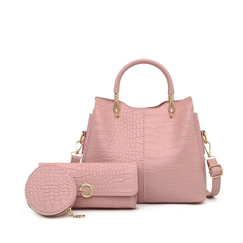

hot fashion crocodile pattern lady shoulder bags purses sets women branded handbags 3pcs, Customizable