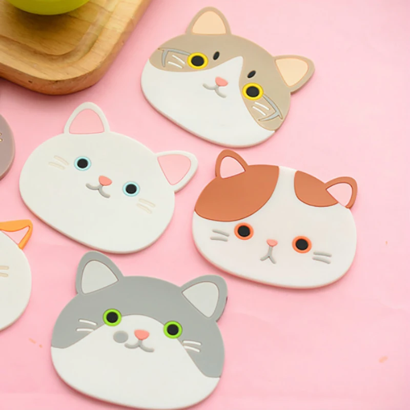 

Durable Table Pad Silicone Insulation Placemat Cup Bowl Mat Home Decor Cat Pattern Coaster