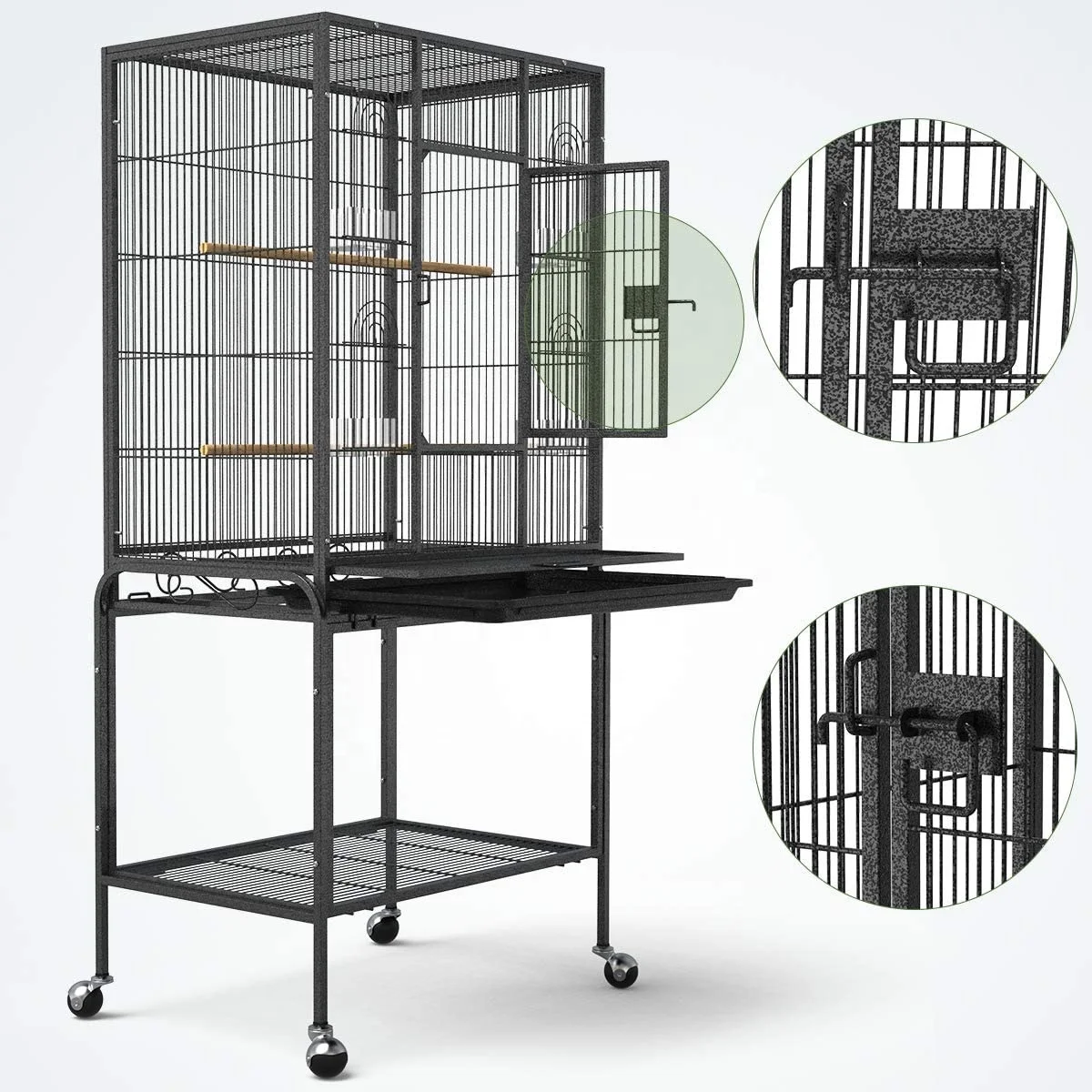 

Stainless large parrot quail pegion cage breeding bird net budgie cage, Black