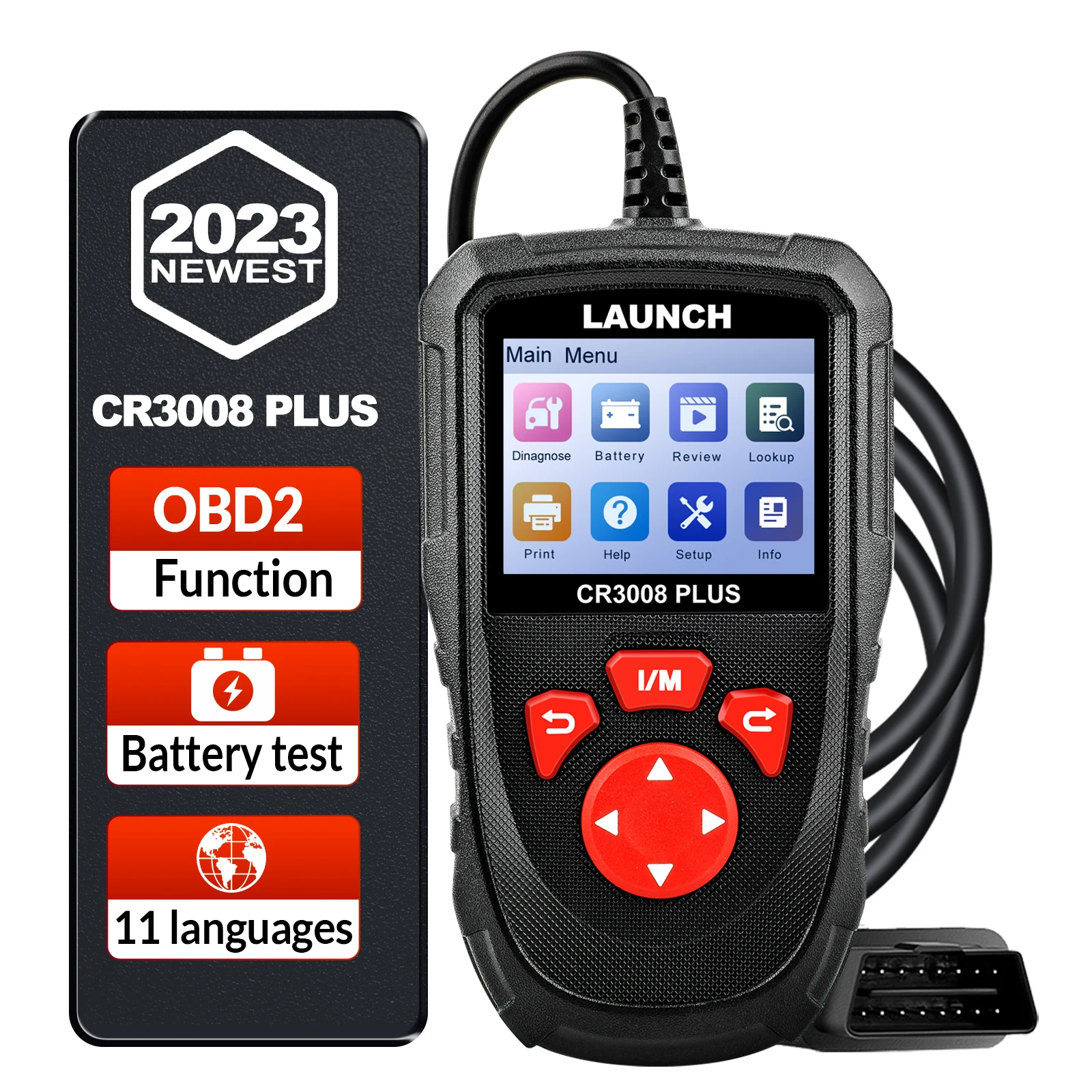 

2024 Launch CR 3008 PLUS OBD2 Code Reader Automotive Diagnostic Machine Full OBD Function with Battery Test Car Scanner Free