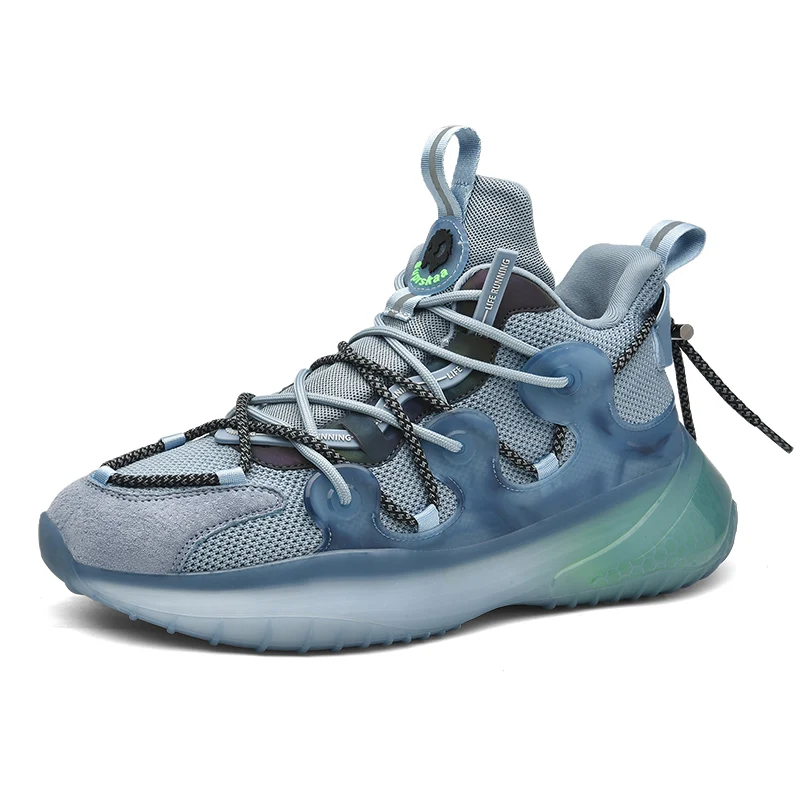 

Wholesale Breathable Knit Upper Men Sneaker Wear-resistant TPU Sole Sport Shoes Casual Walking Style Shoes, Black, white, blue