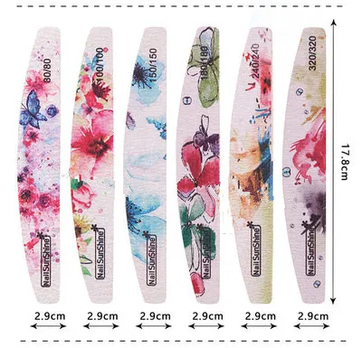 

N302 Nail File Flower Printed Nail buffer Block Colorful 80/100/150/180/240/320 Washable File Manicure Tool Nail Files, As pic