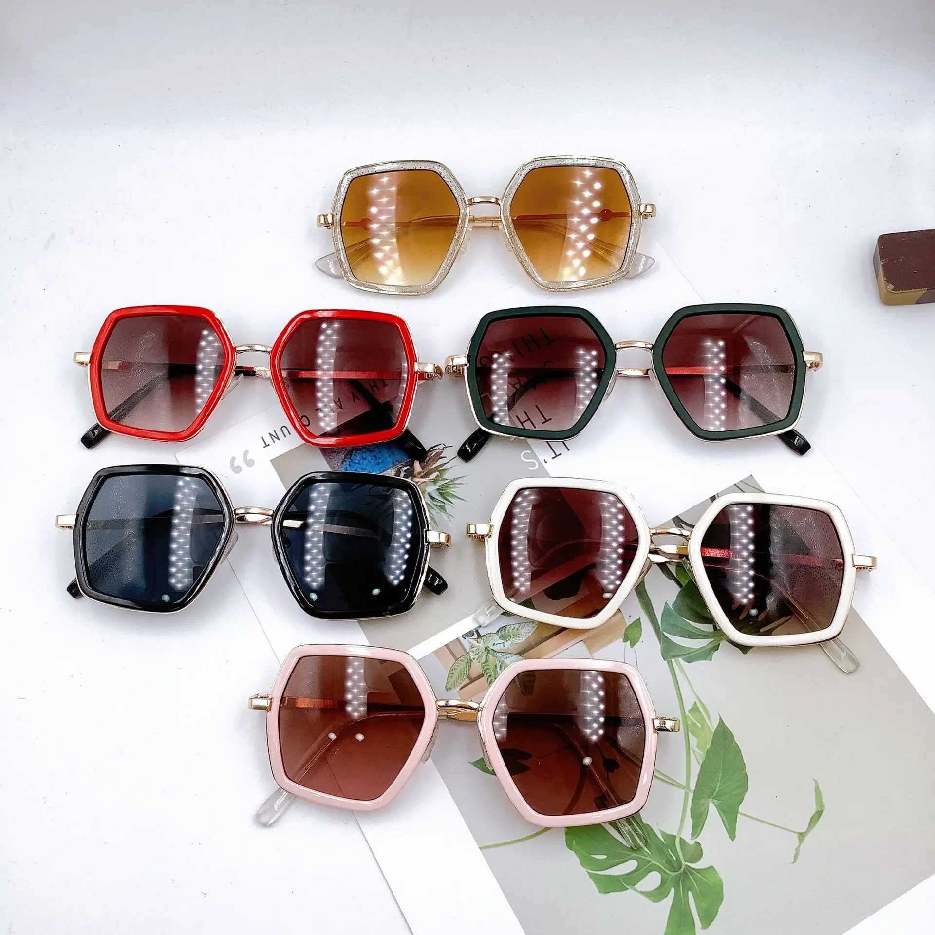 

Lbashades Trendy Polygon Oversized Girls Sunglasses Fashion Boy Sunglasses Kids Large frames Outdoor Shades