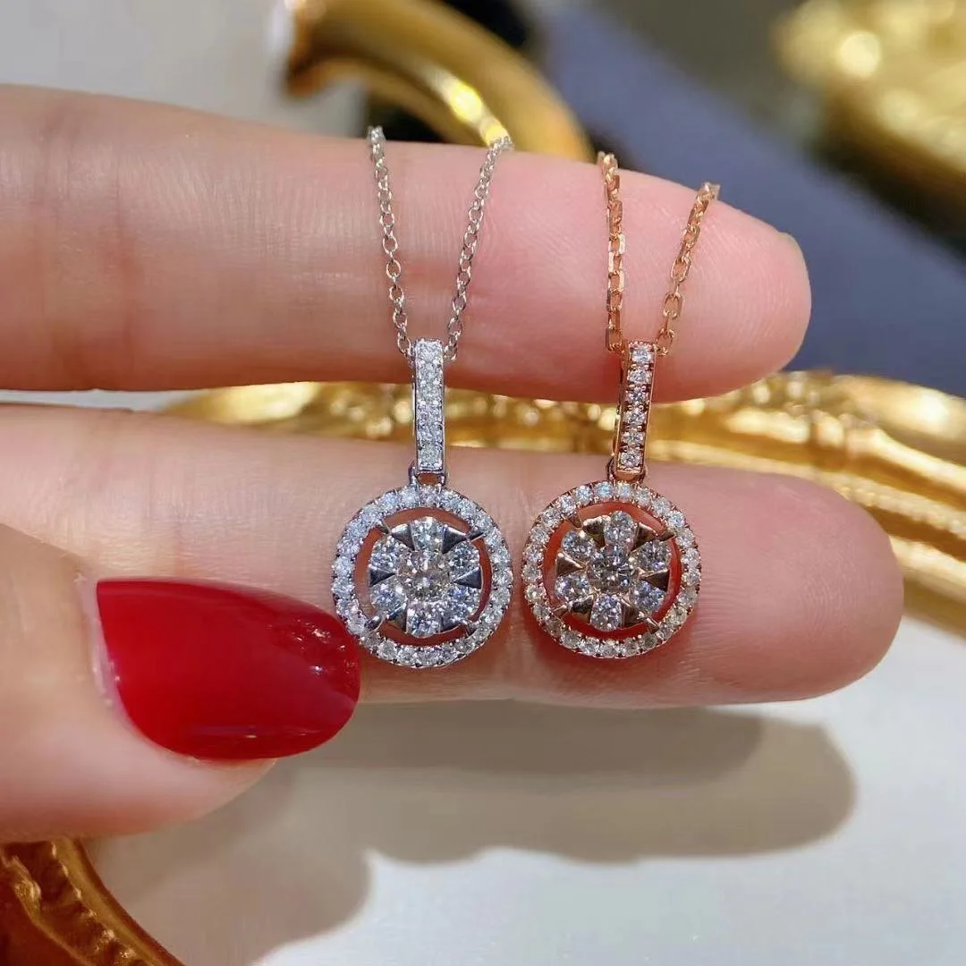 

Women Luxury Zircon Circle Silver Plated Jewelry Clavicle Chain Cute Trendy Bling necklace, Picture shows