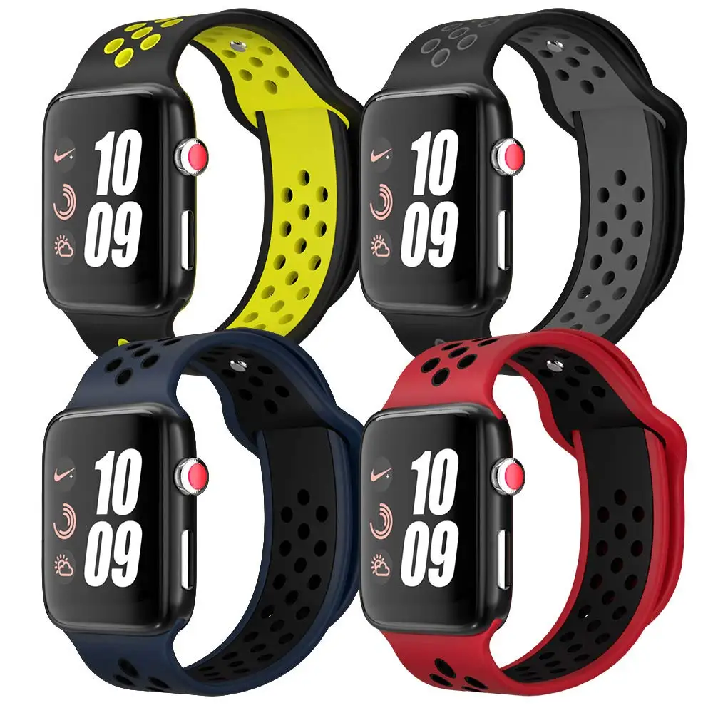 

Designer Silicone Smart Wrist Watch Bands for Apple Watch Rubber Strap Series 6 5 4 for Iphone Iwatch Wristband 38 40 42 44 mm, Multi colors