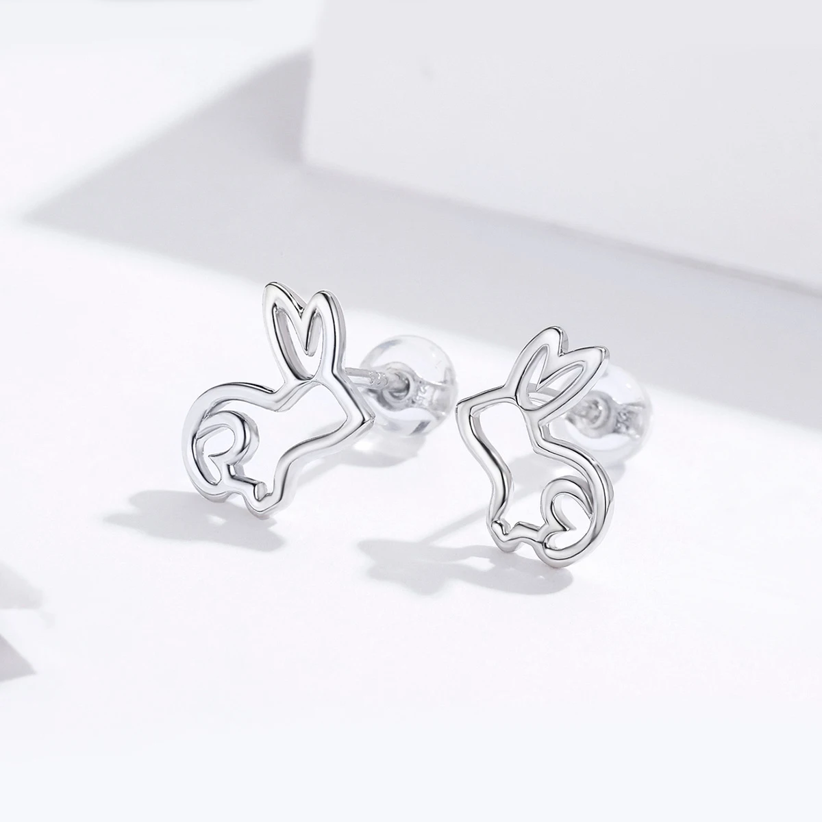 

925 silver no stone cute rabbit girl earrings silver