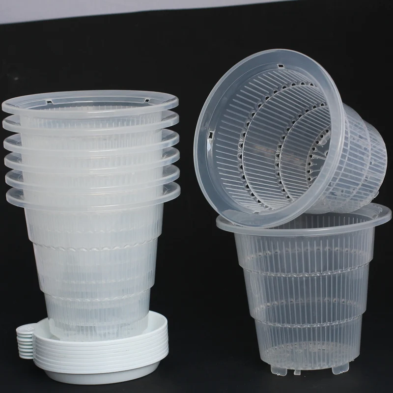 

4 inch Orchid Breathable Slotted Clear Plastic Pot- Growers Assortment, Transparent
