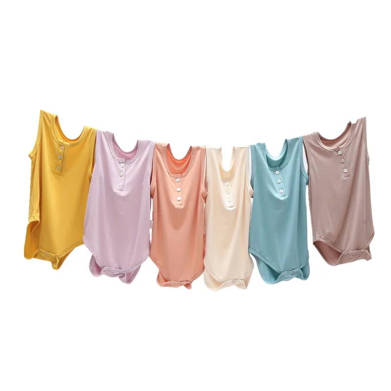 

2021 Summer Sleeveless Infant Baby Clothes Modal Baby Rompers for Baby Boy Girls