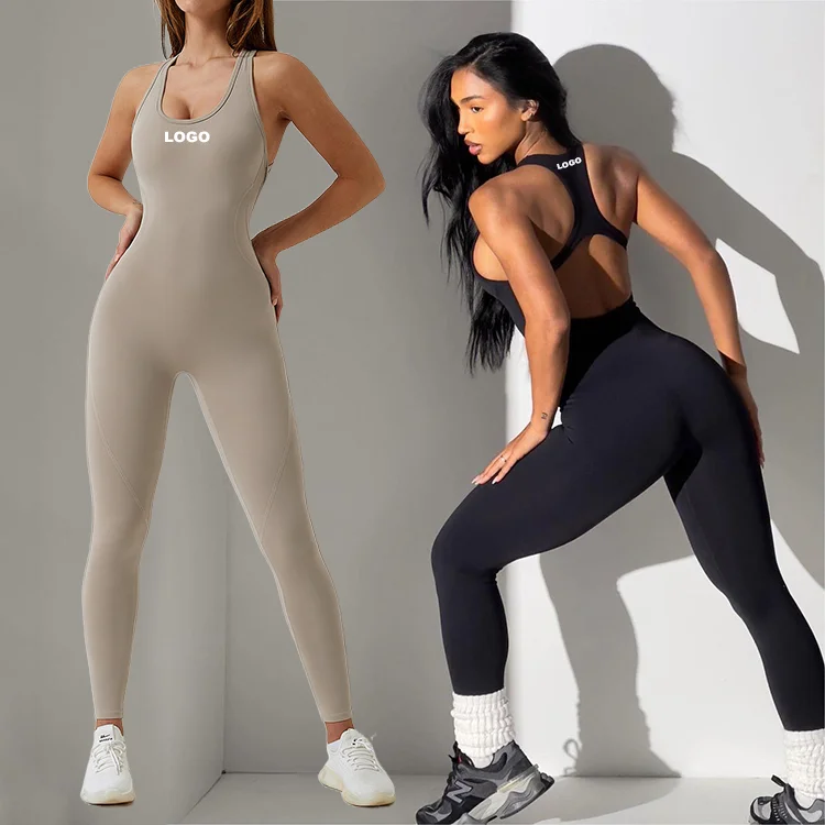 Women's Active Sports Gym Bodysuit & Jumpsuit Open Back Scrunched Butt Design for Yoga Fitness  Hollow Back Jumpsuit