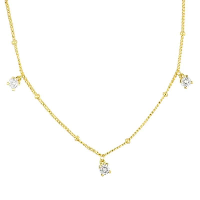 

ROXI 18K Gold Plated Simple Bead Chain with Diamonds Stacked Wind Clavicle Necklace