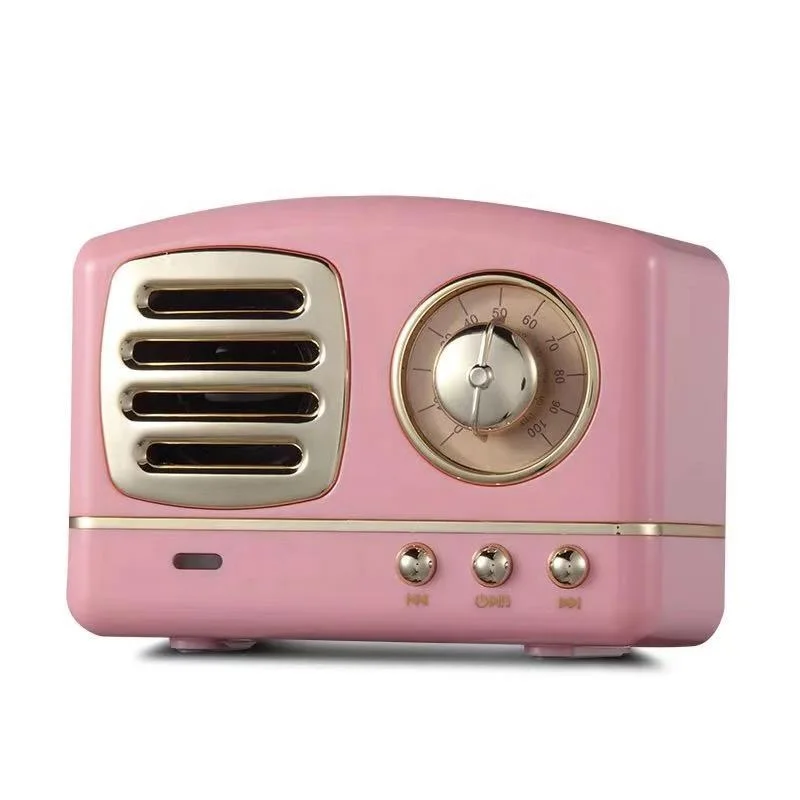 

Amazon Hot Sale Customize logo Vintage Small Multimedia Mini Retro Speaker Blue tooth with FM Radio