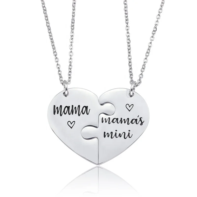 

Fashion stainless steel mom and daughter jewelry broken Heart Stainless Steel Couples Necklace Heart Personalized Jewelry