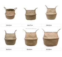 

natural seagrass handmade belly woven collapsible decorative storage basket