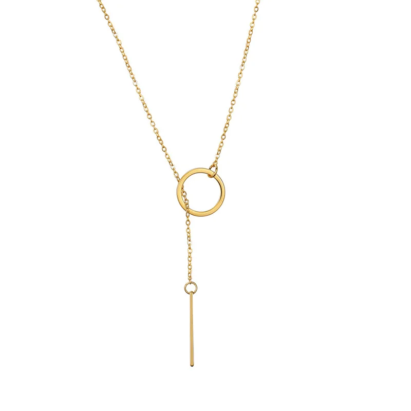 

Lariat Chain Necklaces For Women Gold Circle Pendant Lariat Necklace Stainless Steel Womens Necklaces 2021