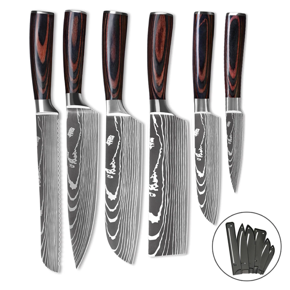 

6 pcs Damascus Kitchen Knives 5Cr15MoV stainless steel Kitchen knife set