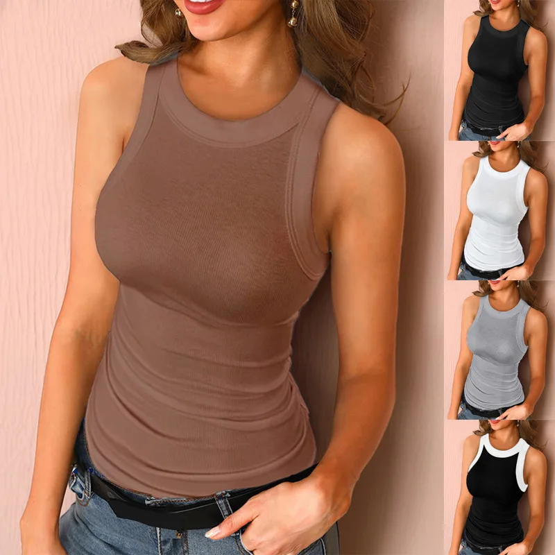 

Summer Wholesale Low Price Solid Sexy Fitted Knitted Casual Long Ribbed Tank Top Women