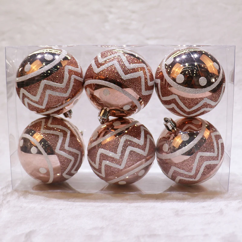 

Hot Sale 6cm Plastic Christmas Ball with hand painting for Holiday Home Decoration
