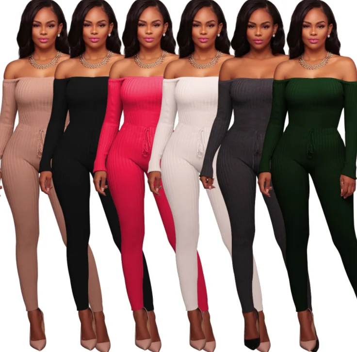 

Wholesale of women's night club high elastic thread long sleeve Jumpsuit